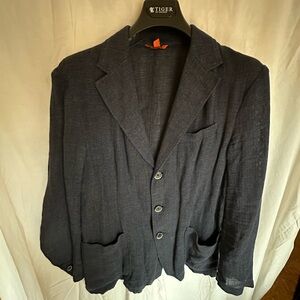 Barena Navy Textured Linen Sport Coat